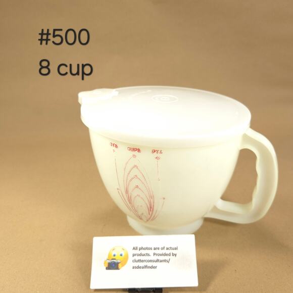 Vintage Tupperware Bundle #500 Mix-N-Store Measuring Pitcher 8 oz Measuring Cup - Picture 3 of 9